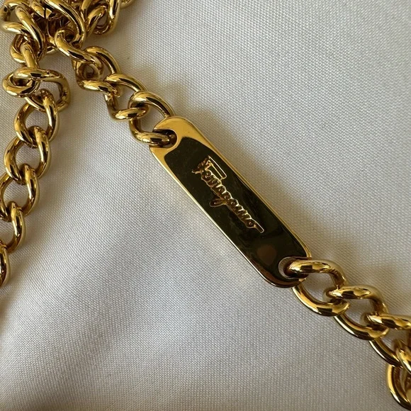 *SOLD*Authentic Salvatore Ferragamo Leather Black Bow Bag w/ Gold Chain - Picture 8 of 17